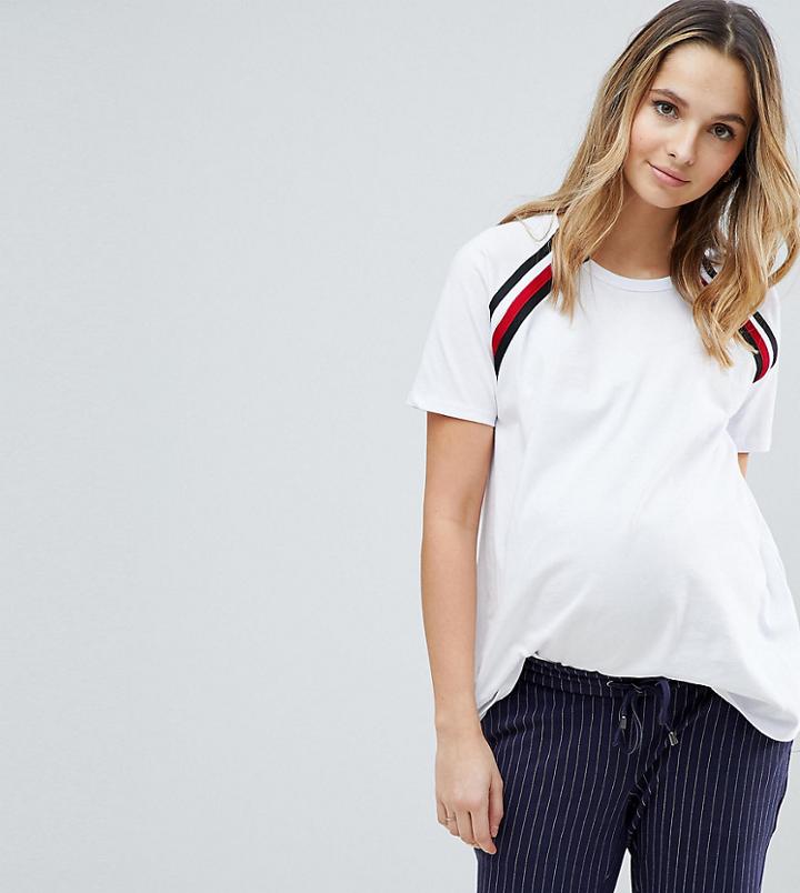 Asos Maternity Nursing T-shirt With Tape Detail Zips - White