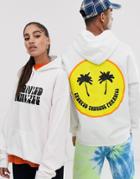 Crooked Tongues Unisex Hoodie With Face Paint Palm Trees-white