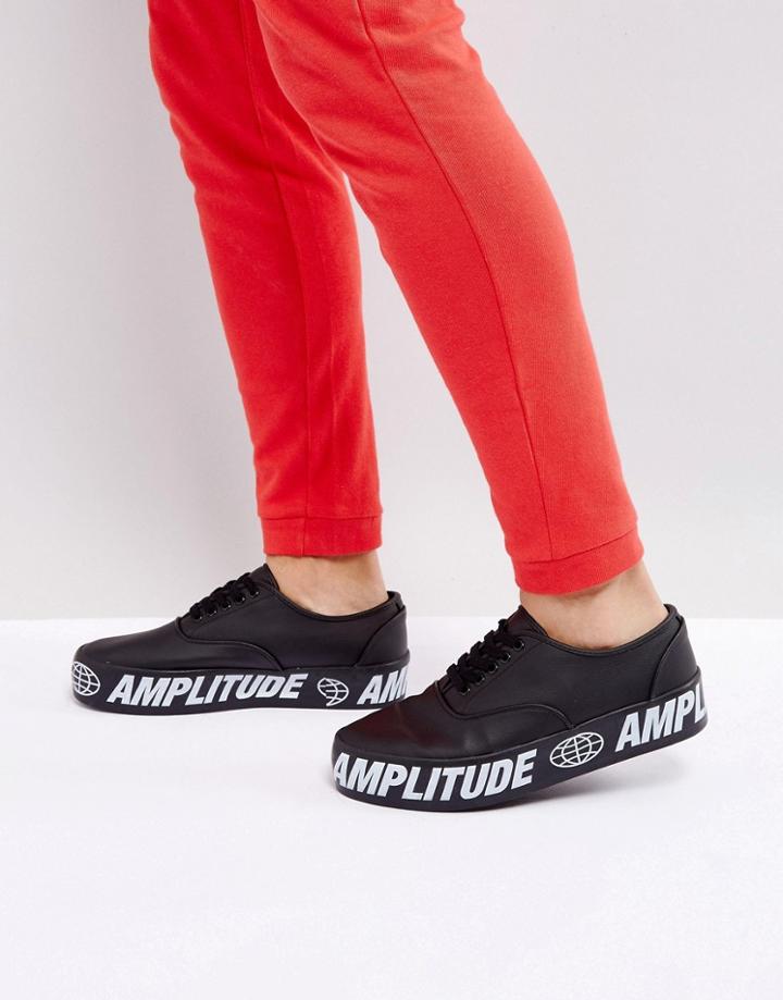Asos Lace Up Sneakers In Black With Chunky Text Sole - Black