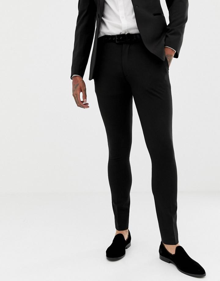 Asos Design Super Skinny Tuxedo Suit Pants In Black