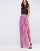 Asos Sheer Maxi Skirt With Hot Pant - Purple