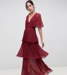 Asos Design Tall Soft Pleated Tiered Maxi Dress-multi