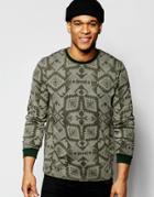 Asos Sweatshirt With Geo-tribal Print - Khaki