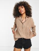4th & Reckless Oversized Plisse Shirt In Mauve - Part Of A Set-purple