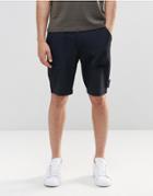 Asos Long Length Smart Shorts In Navy With Pinstripe - Navy