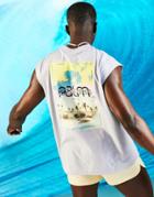 Asos Design Oversized Tank In Light Blue With Back Print-blues