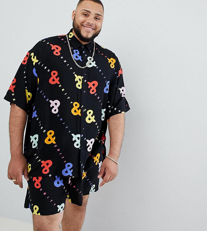 Asos Design X Glaad & Plus Shirt Two-piece In Print - Black