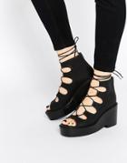 Asos Expressway Lace Up Ankle Boots - Black