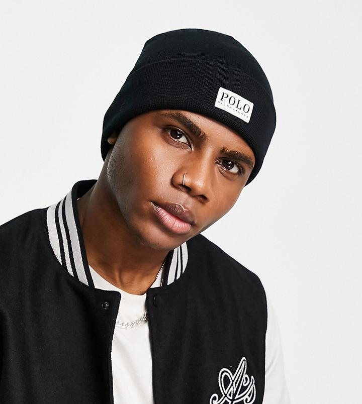 Polo Ralph Lauren X Asos Exclusive Collab Beanie In Black With Tab Logo