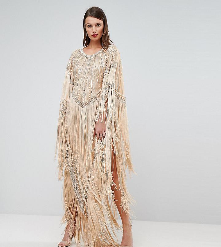 A Star Is Born Kimono Midi Dress With Tassles - Multi