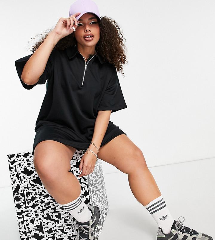 Asos Design Curve Mini Dress With Polo Neck In Black
