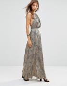 Wyldr Projection Leopard Printed Maxi Dress With Open Back - Multi