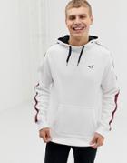 Hollister Side Taping Seagull Logo Hoodie In White - White