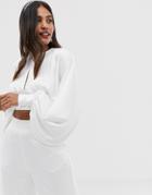 Asos Edition Blouson Top With Open Back - White