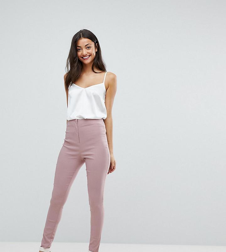 Asos Tall High Waist Pants In Skinny Fit - Pink