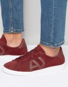 Armani Jeans Suede Logo Sneakers - Red