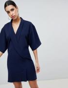 Asos Design Oversized Tux Dress - Navy