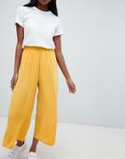 Asos Design Tailored Easy Elasticated Waist Soft Culottes - Yellow