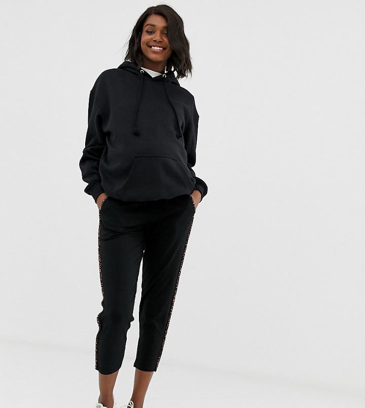 Asos Design Maternity Jersey Peg Pants With Animal Print Contrast Bind - Black
