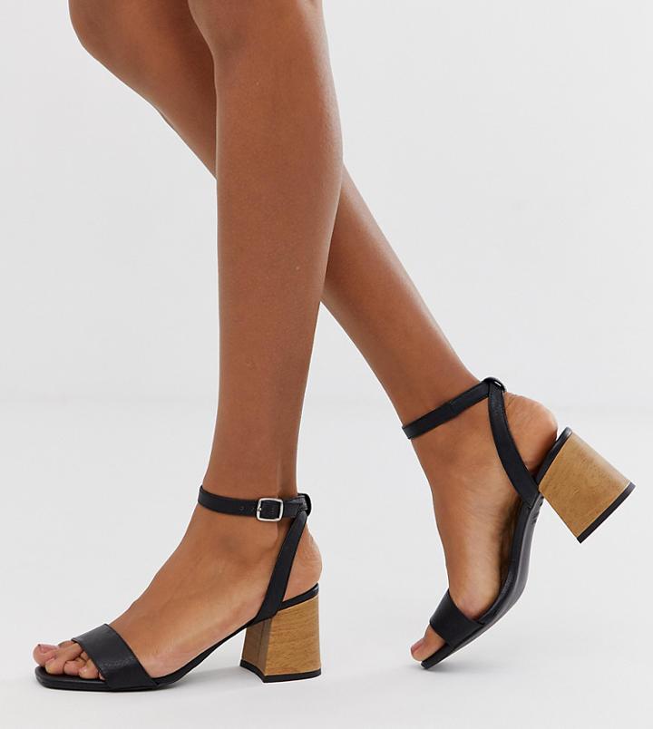 New Look Wooden Heeled Sandal In Black