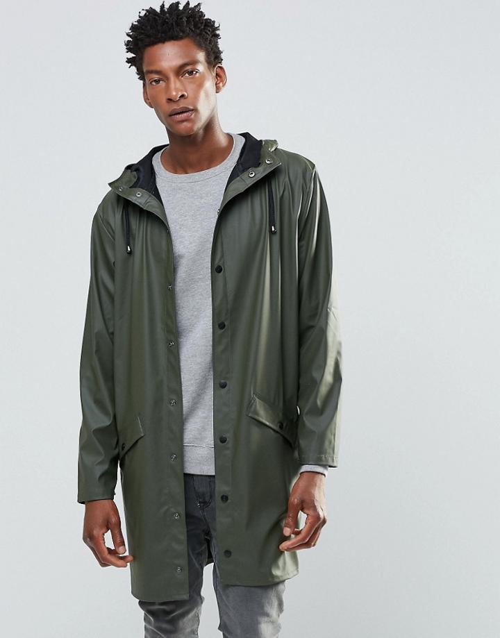 Rains Waterproof Long Jacket - Green