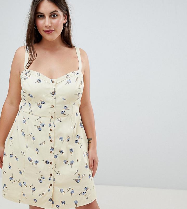 Asos Design Curve Sundress In Ditsy Floral Print - Multi