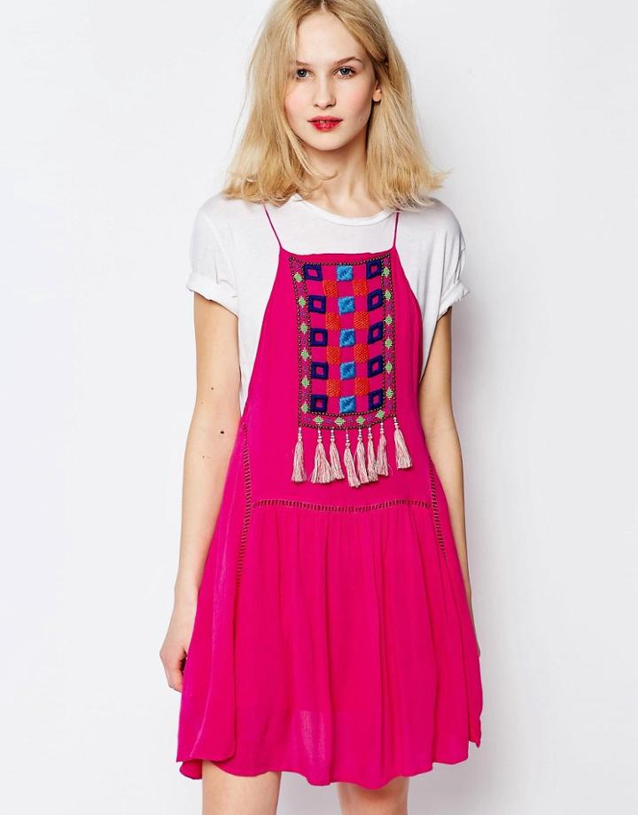 Piper Varacruz Mini Dress With Tassel Bib - Fuchsia