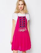 Piper Varacruz Mini Dress With Tassel Bib - Fuchsia