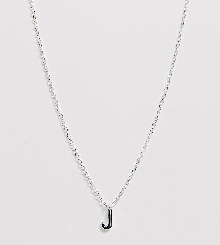 Designb London Sterling Silver J Initial Necklace - Gold