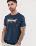 Levi's Large Rainbow Batwing Logo T-shirt In Dress Blues-navy