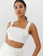 4th + Reckless Crop Top With Buckle Detail In White - White