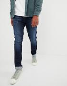 Brooklyn Supply Co Skater Fit Jeans In Washed Indigo - Blue