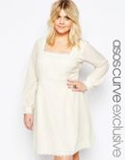 Asos Curve Boho Lace Trim Swing Dress - Cream