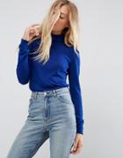Asos Sweater With Roll Neck And Rib Detail - White