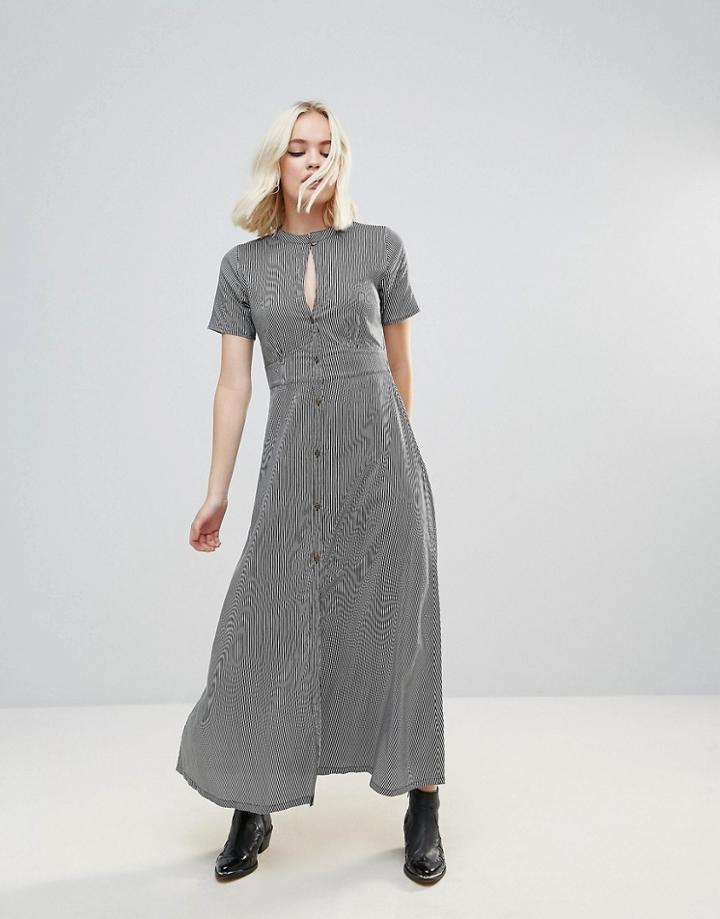Rock & Religion Stripe Keyhole Maxi Dress - Black