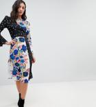 Asos Tall Ditsy Floral Mini Dress With Button Side - Multi