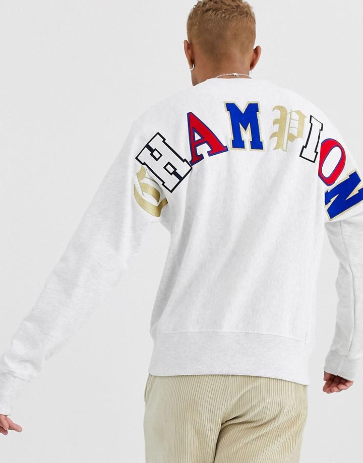 Champion Reverse Weave Old English Sweat In Gray