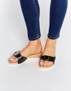 Asos First One Leather Wooden Mule Sandals - Black