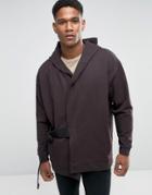 Asos Oversized Longline Hooded Cardigan In Heavy Weight Jersey - Black