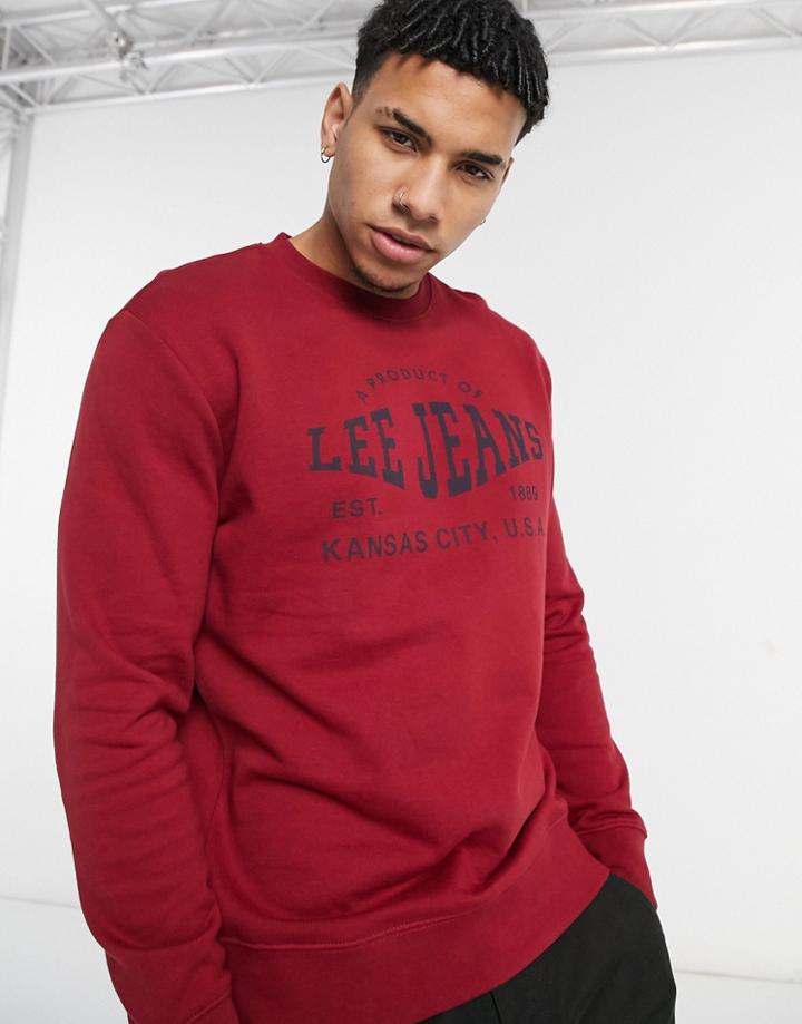 Lee Logo Crew Neck Sweatshirt In Rhubarb Red