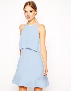 Asos Beaded Crop Swing Dress - Blue