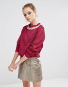 Sister Jane Ruffle Sparkle Skinny Sweater - Pink