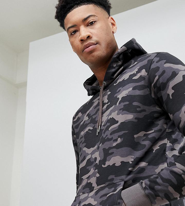 Brave Soul Tall Camo Hoodie - Gray