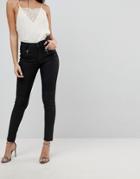 Forever Unique Jeans With Zip Detail - Black