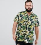 Heart & Dagger Plus Skinny Smart Revere Collar Hawaiian Shirt - Yellow