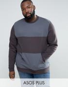 Asos Plus Sweatshirt With Cut & Sew Panels - Black