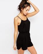 New Look Jersey Tie Waist Romper - Black