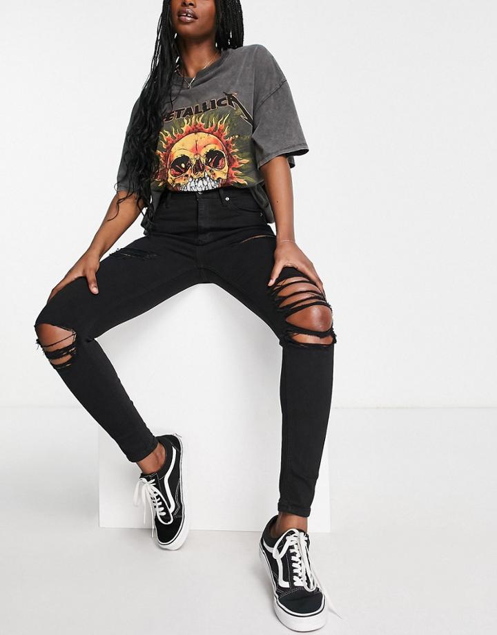 Topshop Jamie Rip Jean In Black