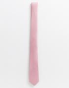 Asos Design Satin Slim Tie In Pink