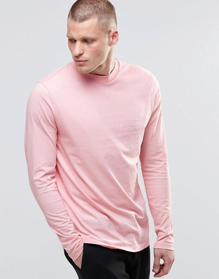 Asos Long Sleeve T-shirt With Typo Print - Pink